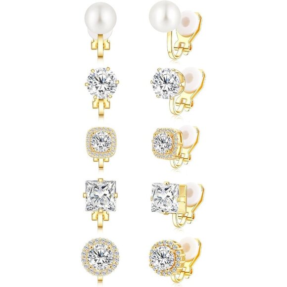 Accessories - Cubic Zirconia Clip-On Earrings - Elegant Non-Pierced Jewelry & Comfortable Wear